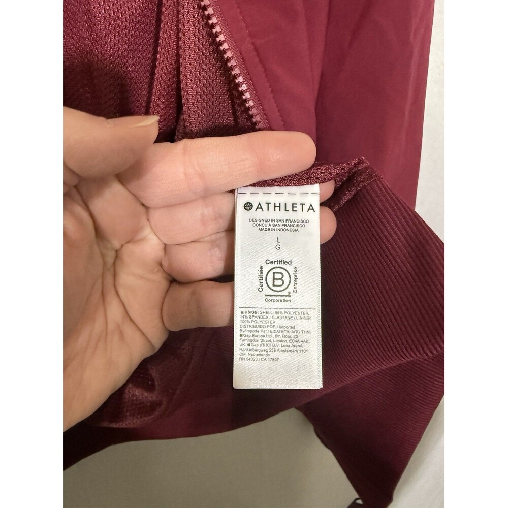 Athleta Cranberry Red Brooklyn Bomber Full Zip Jacket Size L Athleisure Active - Picture 9 of 11